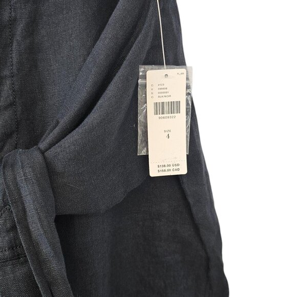 Anthropologie Linen Shirt-Tie Capri Pants Black Size 4 High Rise Cropped NWT - Picture 6 of 13